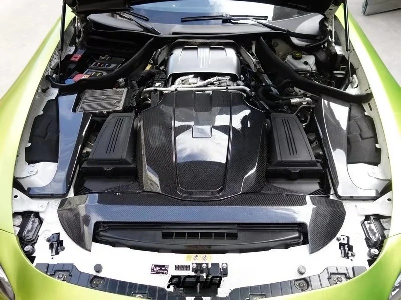 Dry Carbon Fiber 2015 to 2020 MB C190 GT Engine Cover & Radiator Cover Cooling Panel Kit 3 Pcs Fit For C190 Interior Trim Kit